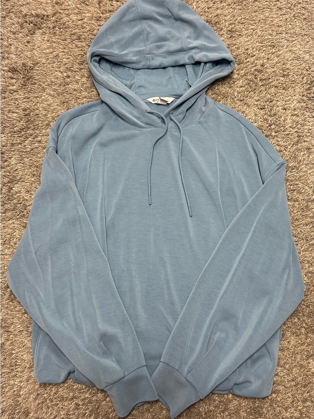 VGUC Women’s Athleta Bubble Hem Hoodie, Size M, Blue *a few faint discolorations